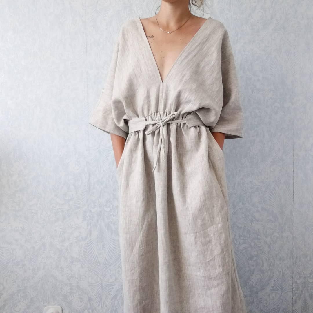 kimono style linen dress - Le café de maman